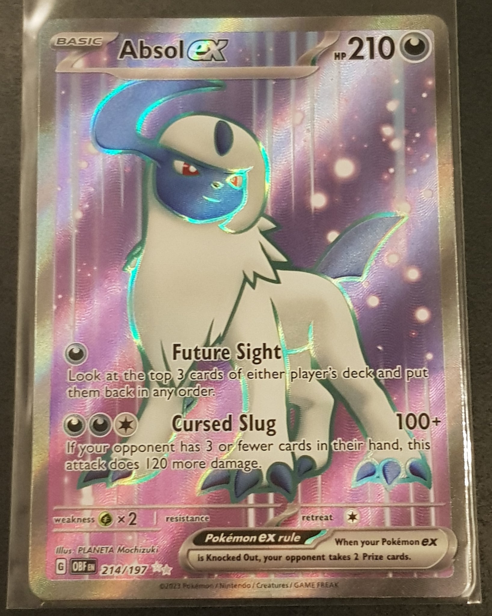 Pokemon Scarlet and Violet Obsidian Flames Absol Ex #214/197 Full Art Ultra Rare Holo Trading Card