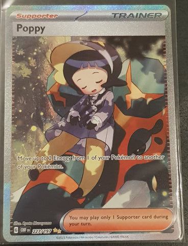 Pokemon Scarlet and Violet Obsidian Flames Poppy #227/197 Alternate Art Rare Holo Trading Card