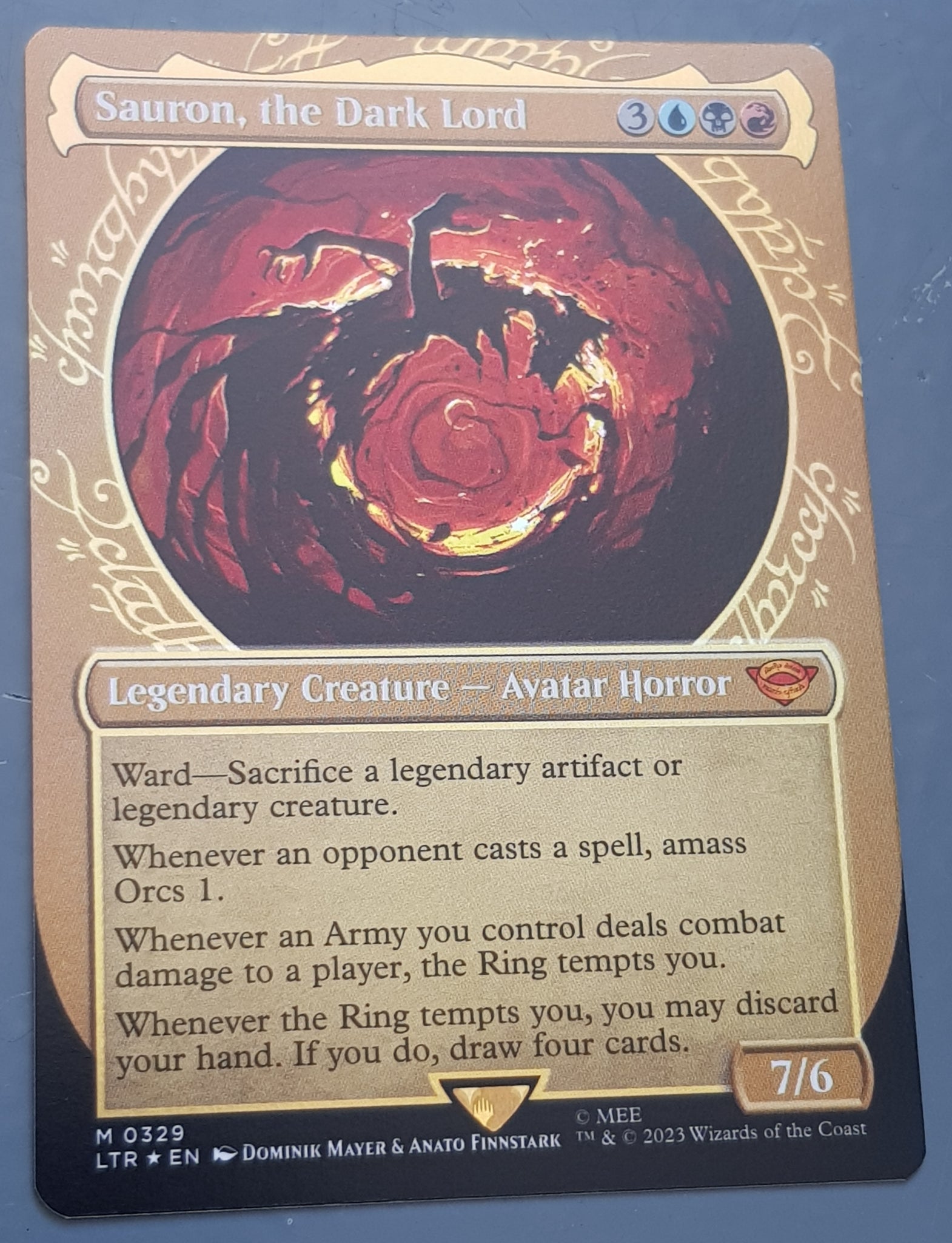 Magic the Gathering Lord of the Rings Sauron, the Dark Lord LTR #329 Showcase Foil Trading Card