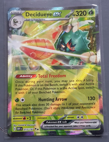 Pokemon Scarlet and Violet Obsidian Flames Decidueye Ex #015/197 Holo Trading Card