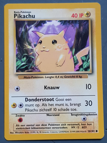 Pokemon Dutch Base Pikachu #58/102 Trading Card