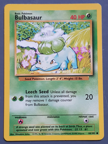 Pokemon Base Bulbasaur #44/102 Trading Card