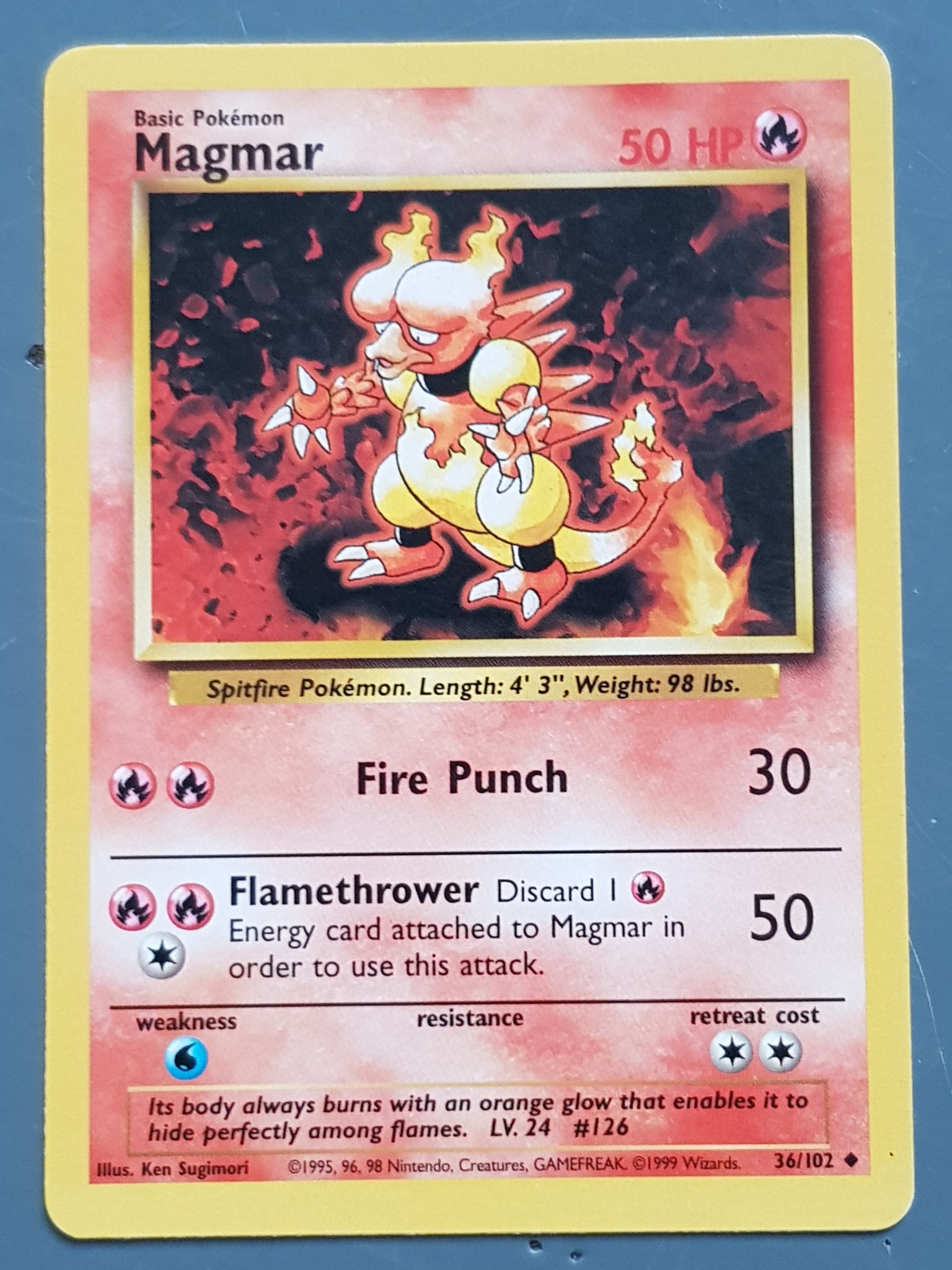 Pokemon Base Magmar #36/102 Trading Card