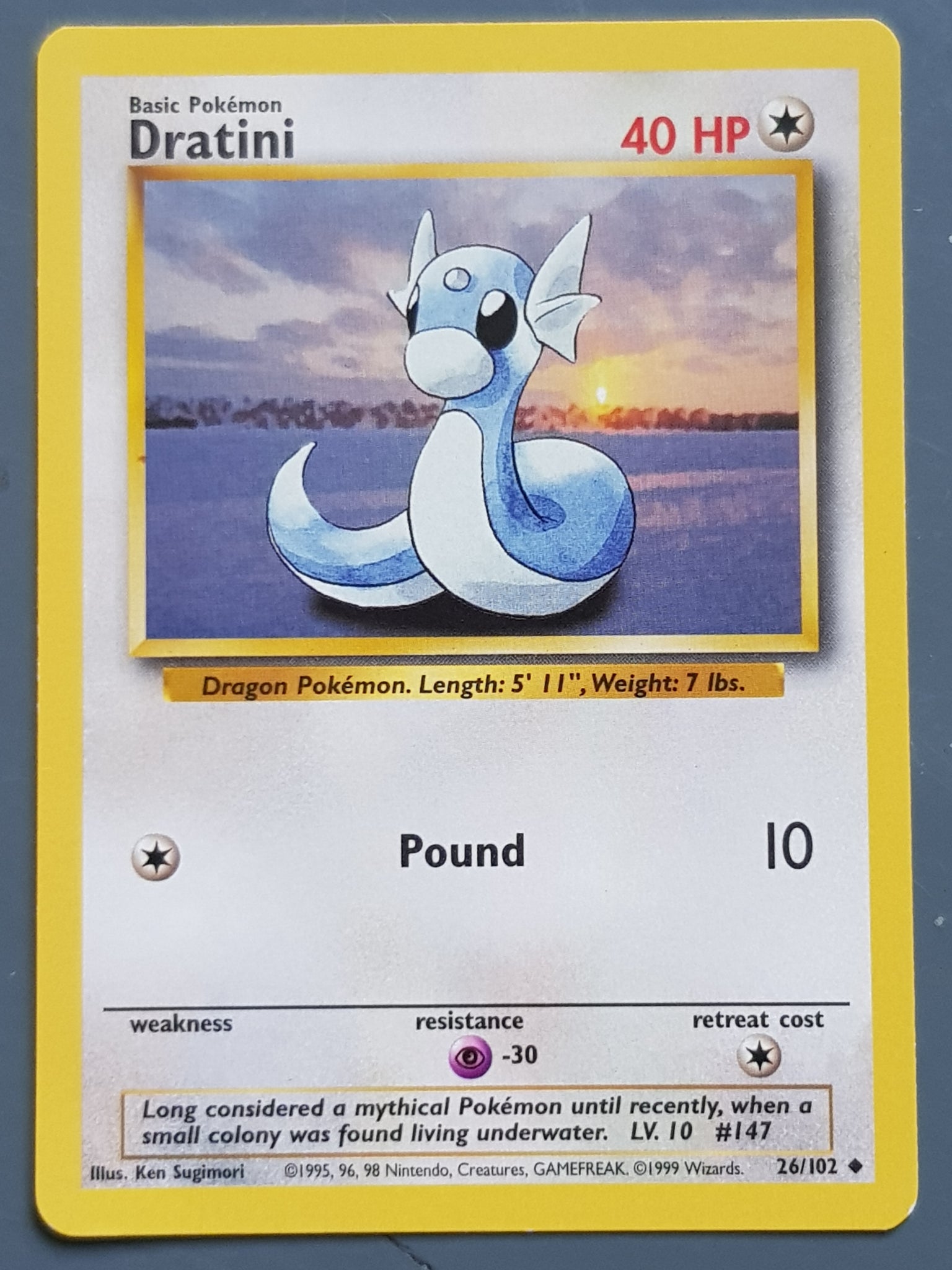 Pokemon Base Dratini #26/102 Trading Card