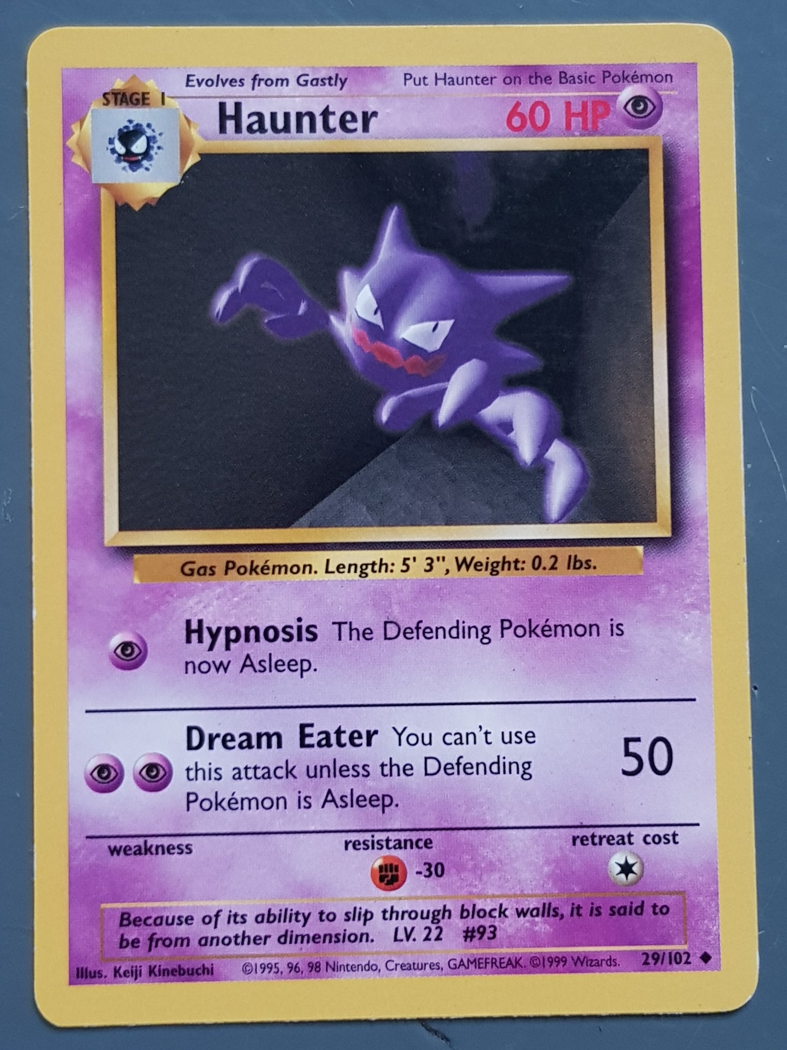 Pokemon Base Haunter #29/102 Trading Card