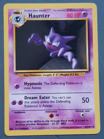 Pokemon Base Haunter #29/102 Trading Card