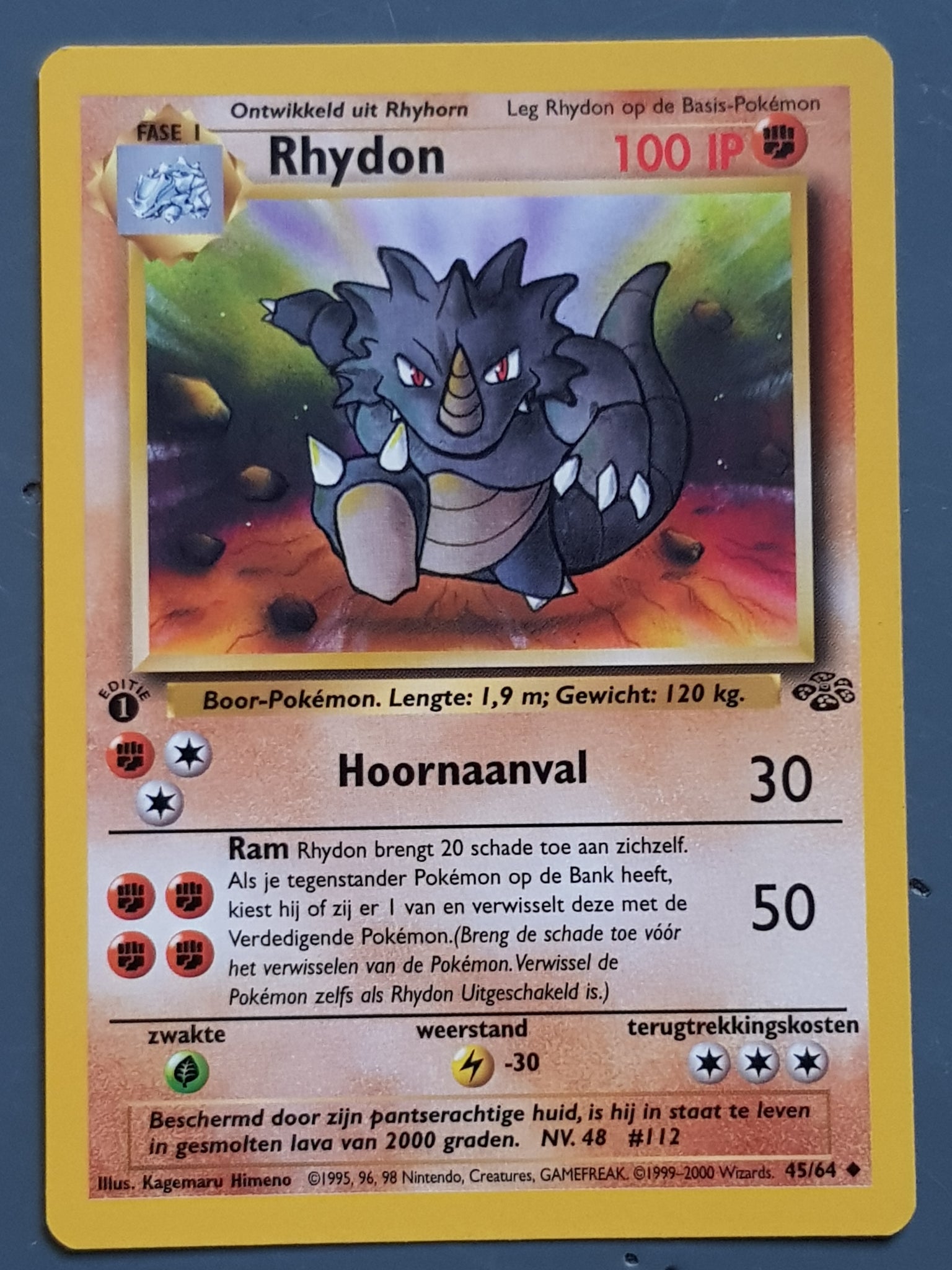 rhydon 45/64 pokemon card value Pokemon Dutch Jungle Rhydon (1st Edition) #45/64 Trading Card
