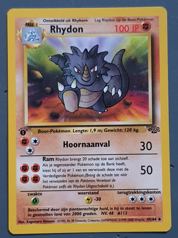 Pokemon Dutch Jungle Rhydon (1st Edition) #45/64 Trading Card