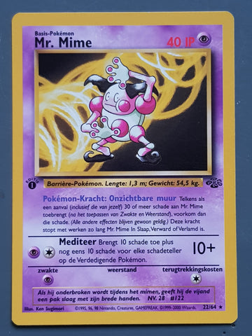 Pokemon Dutch Jungle Mr. Mime (1st Edition) #22/64 Trading Card