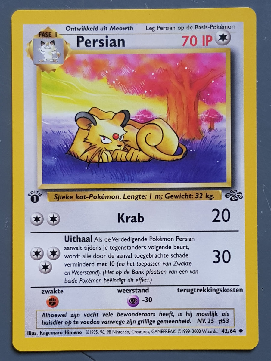 Pokemon Dutch Jungle Persian (1st Edition) #42/64 Trading Card ...