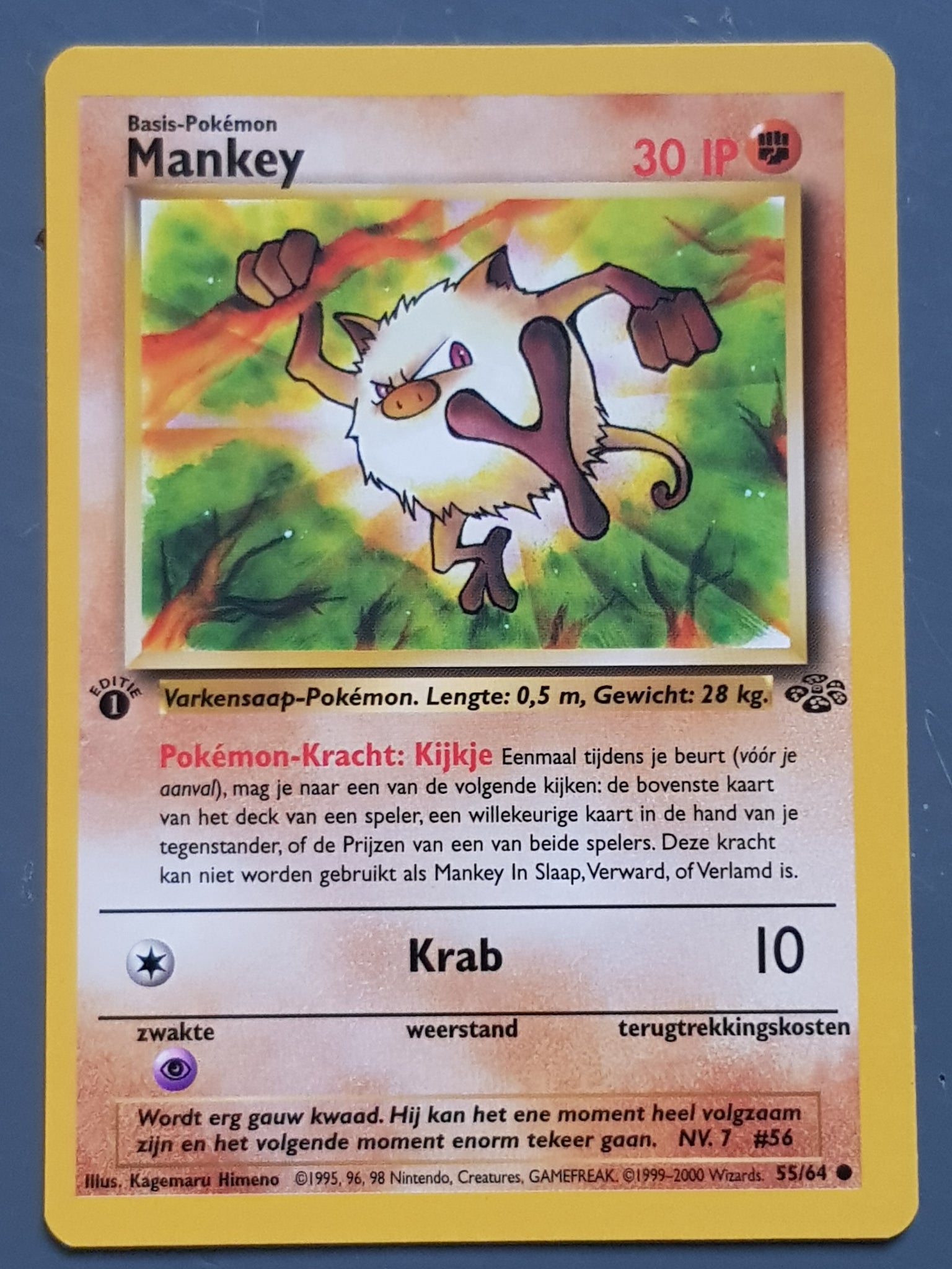 Pokemon Dutch Jungle Mankey (1st Edition) #55/64 Trading Card Pokemon Dutch Jungle Mankey (1st Edition) #55/64 Trading Card