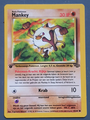 Pokemon Dutch Jungle Mankey (1st Edition) #55/64 Trading Card