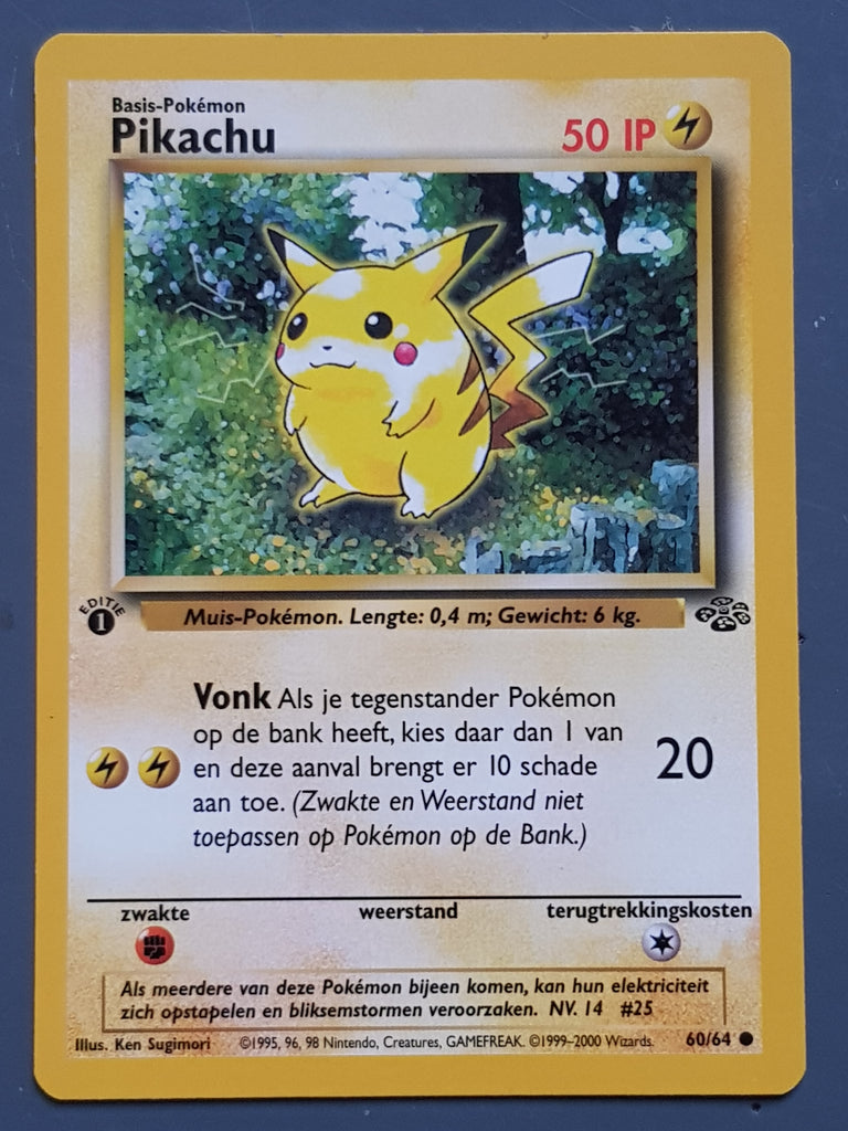 pikachu first edition pokemon card Pokemon Dutch Jungle Pikachu (1st Edition) #60/64 Trading Card – Rotterdam Comics