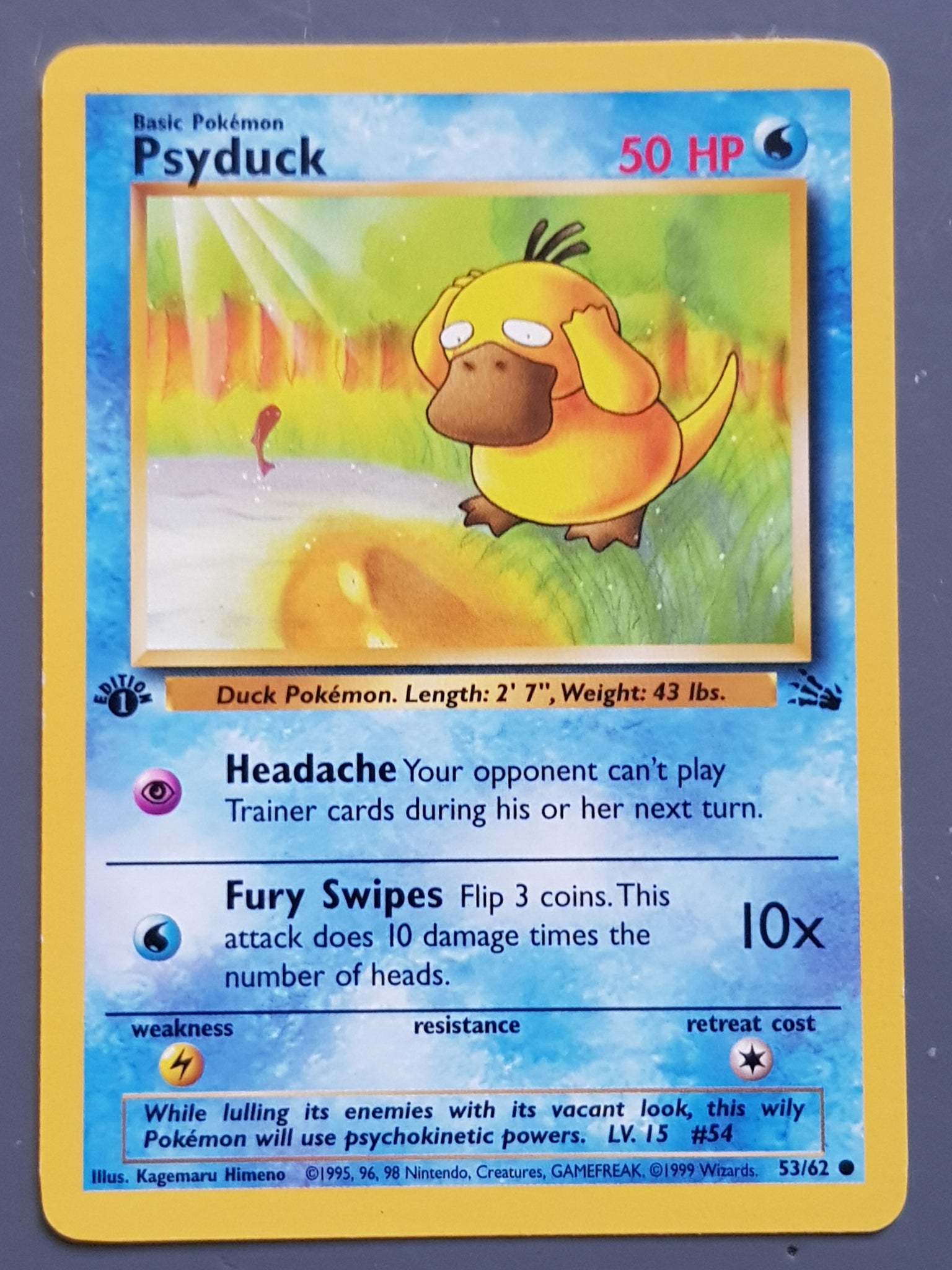 Pokemon Fossil Psyduck (1st Edition) #53/62 Trading Card