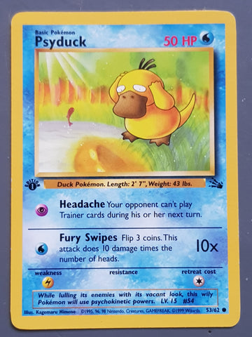 Pokemon Fossil Psyduck (1st Edition) #53/62 Trading Card