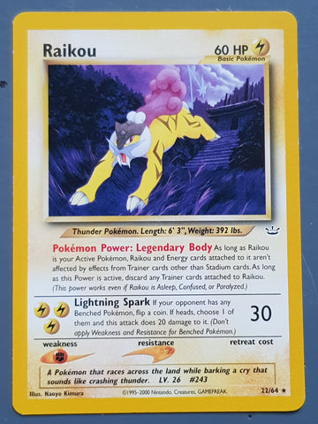Pokemon Neo Revelation Raikou #22/64 Non-Holo Trading Card