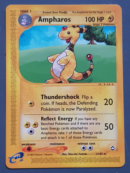 Pokemon Aquapolis Ampharos #1/147 Non-Holo Trading Card