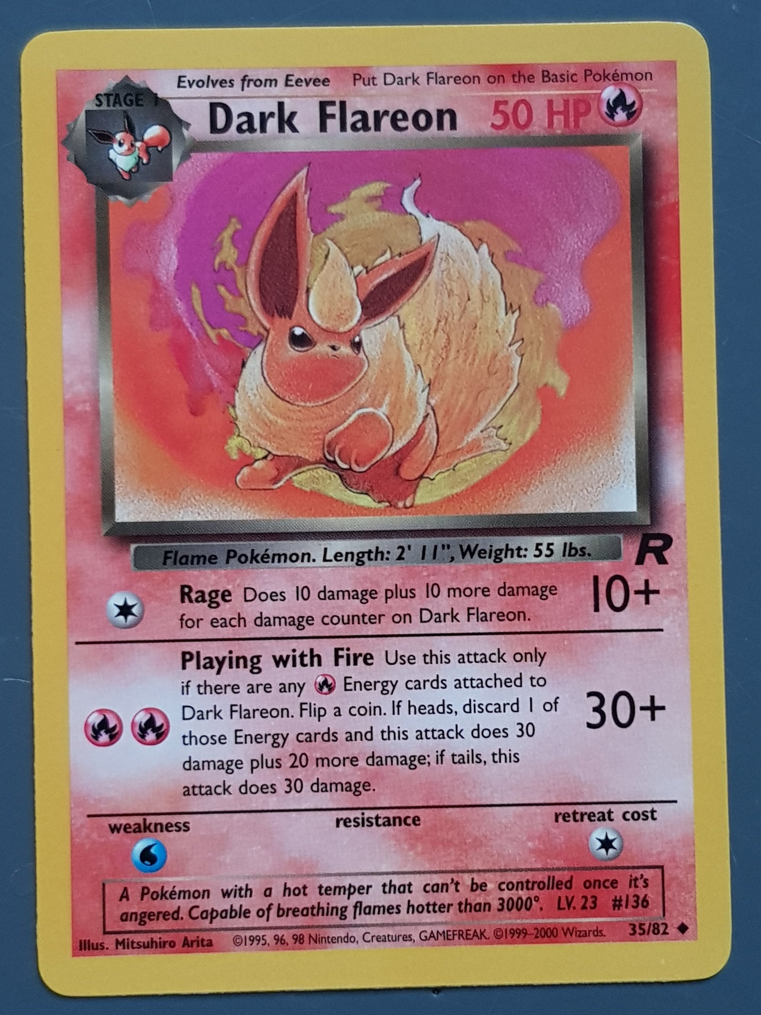 1995 flareon pokemon card Pokemon Team Rocket Dark Flareon #35/82 Trading Card – Rotterdam Comics