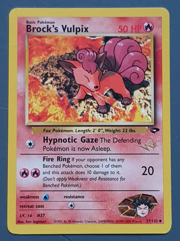 Pokemon Gym Challenge Brock's Vulpix #37/132 Gold Stamp Promo Trading Card