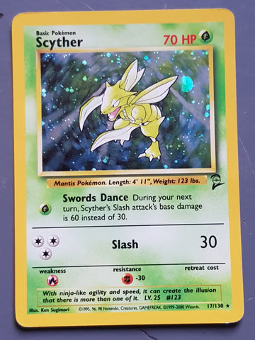 Pokemon Base Set 2 Scyther #17/130 Holo Trading Card