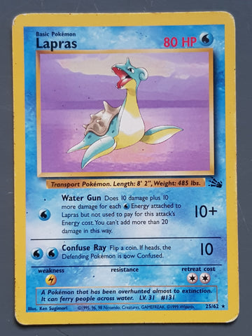 Pokemon Fossil Lapras #25/62 Non-Holo Trading Card