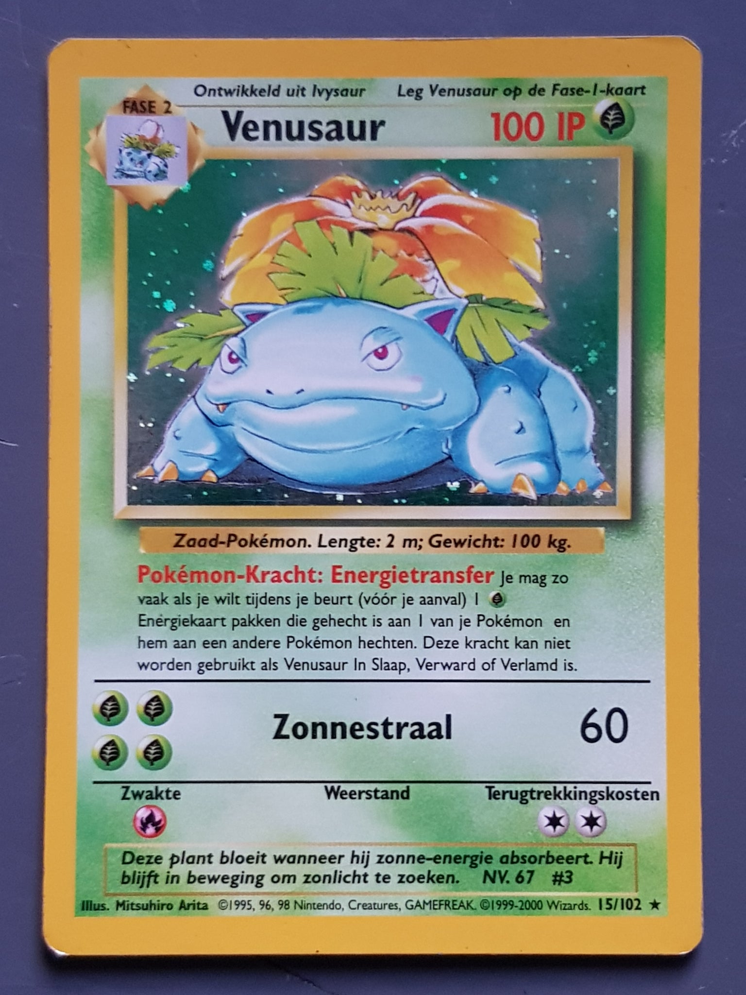 Pokemon Dutch Base Venusaur #15/102 Holo Trading Card