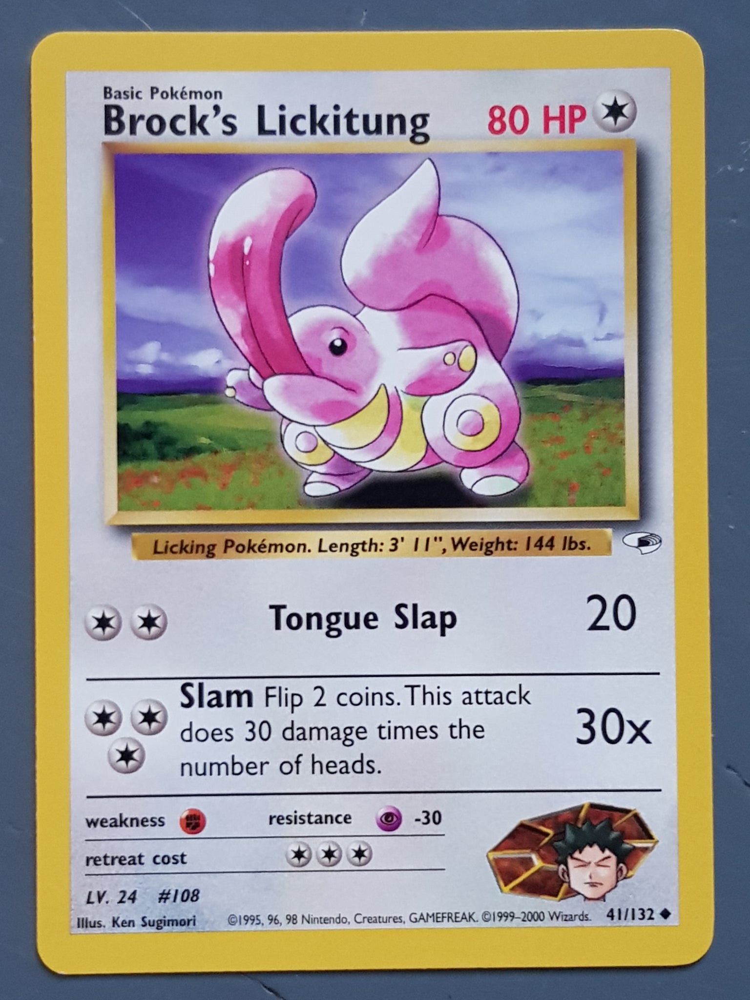 Pokemon Gym Heroes Brock's Lickitung #41/132 Trading Card