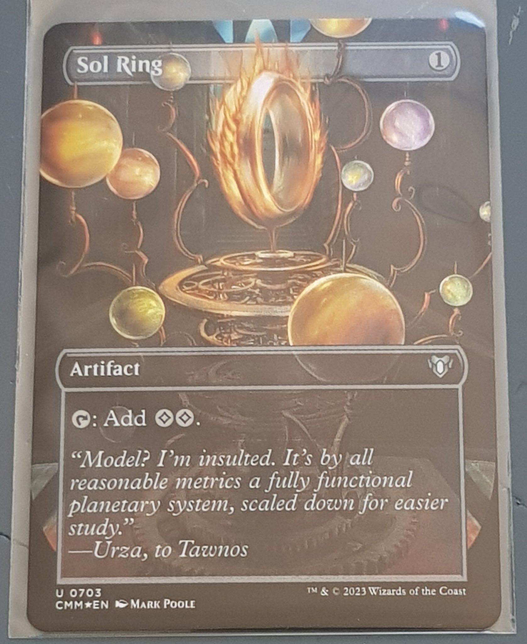 Magic the Gathering Commander Masters Sol Ring #703 (Extended Art) Foil Trading Card