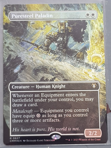 Magic the Gathering Commander Masters Puresteel Paladin #627 (Extended Art) Foil Trading Card