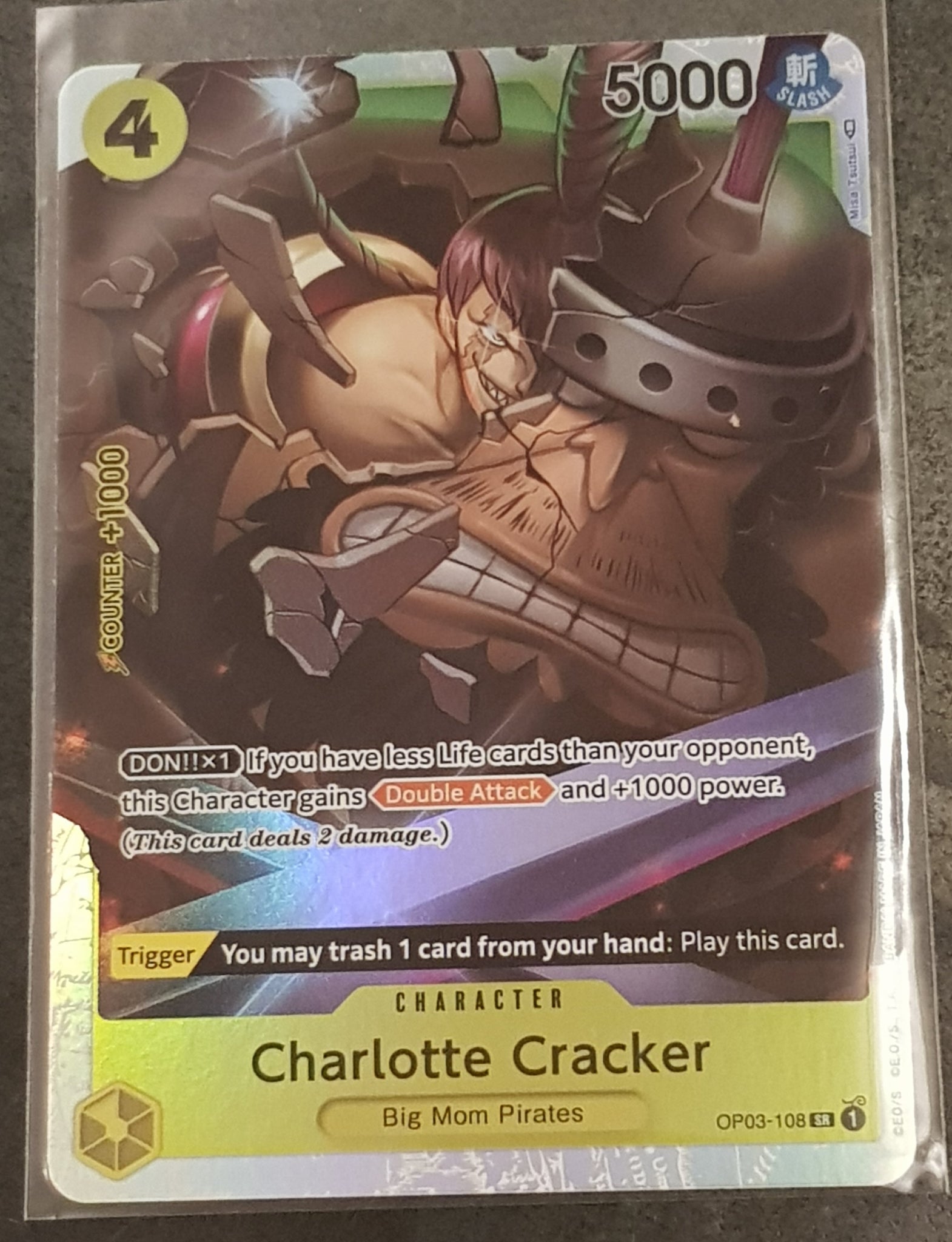 One Piece Card Game OP-03 Pillars of Strength Charlotte Cracker #OP03-108 SR Foil Trading Card