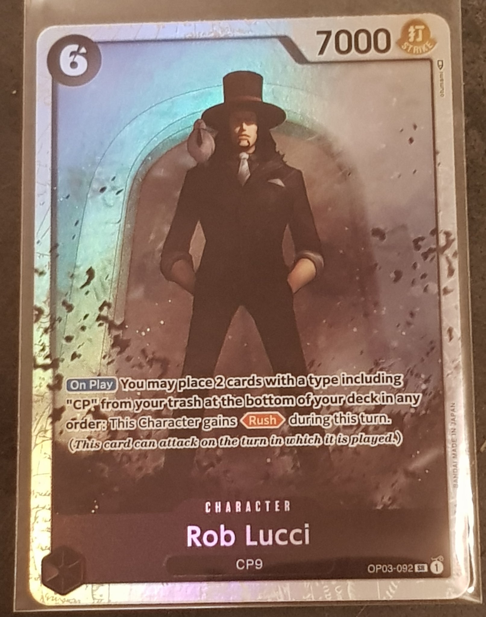 One Piece Card Game OP-03 Pillars of Strength Rob Lucci #OP03-092 SR Foil Trading Card