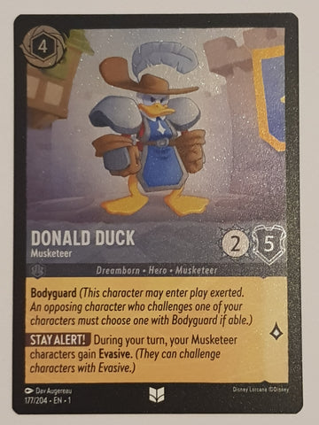 Disney Lorcana the First Chapter Donald Duck Musketeer #177/204 Foil Trading Card