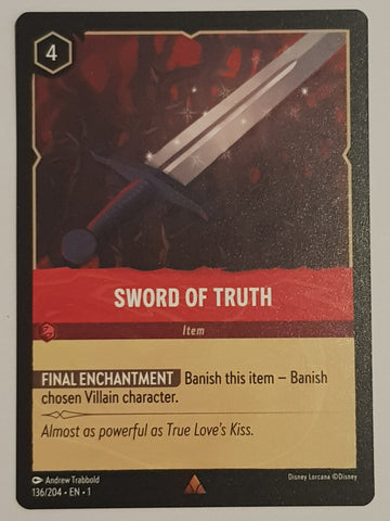 Disney Lorcana the First Chapter Sword of Truth #136/204 Rare Trading Card