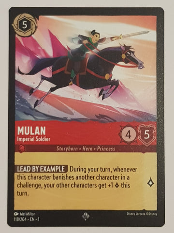 Disney Lorcana the First Chapter Mulan Imperial Soldier #118/204 Super Rare Trading Card