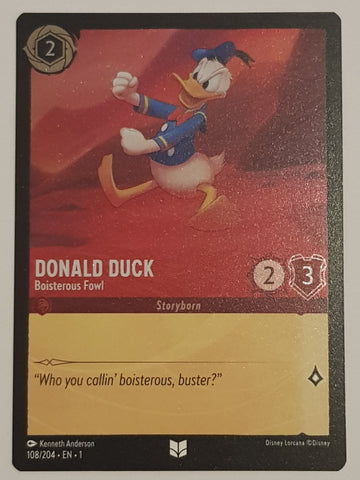 Disney Lorcana the First Chapter Donald Duck Boisterous Fowl #108/204 Foil Trading Card