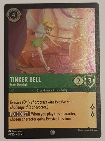Disney Lorcana the First Chapter Tinker Bell Most Helpful #93/204 Foil Trading Card