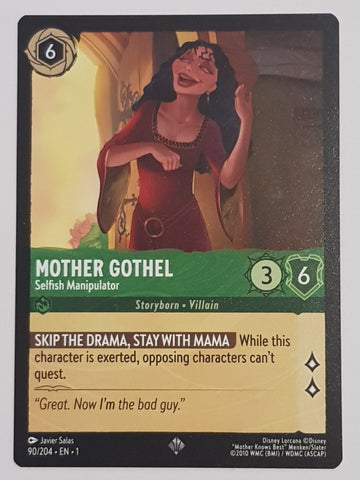 Disney Lorcana the First Chapter Mother Gothel Selfish Manipulator #90/204 Super Rare Trading Card