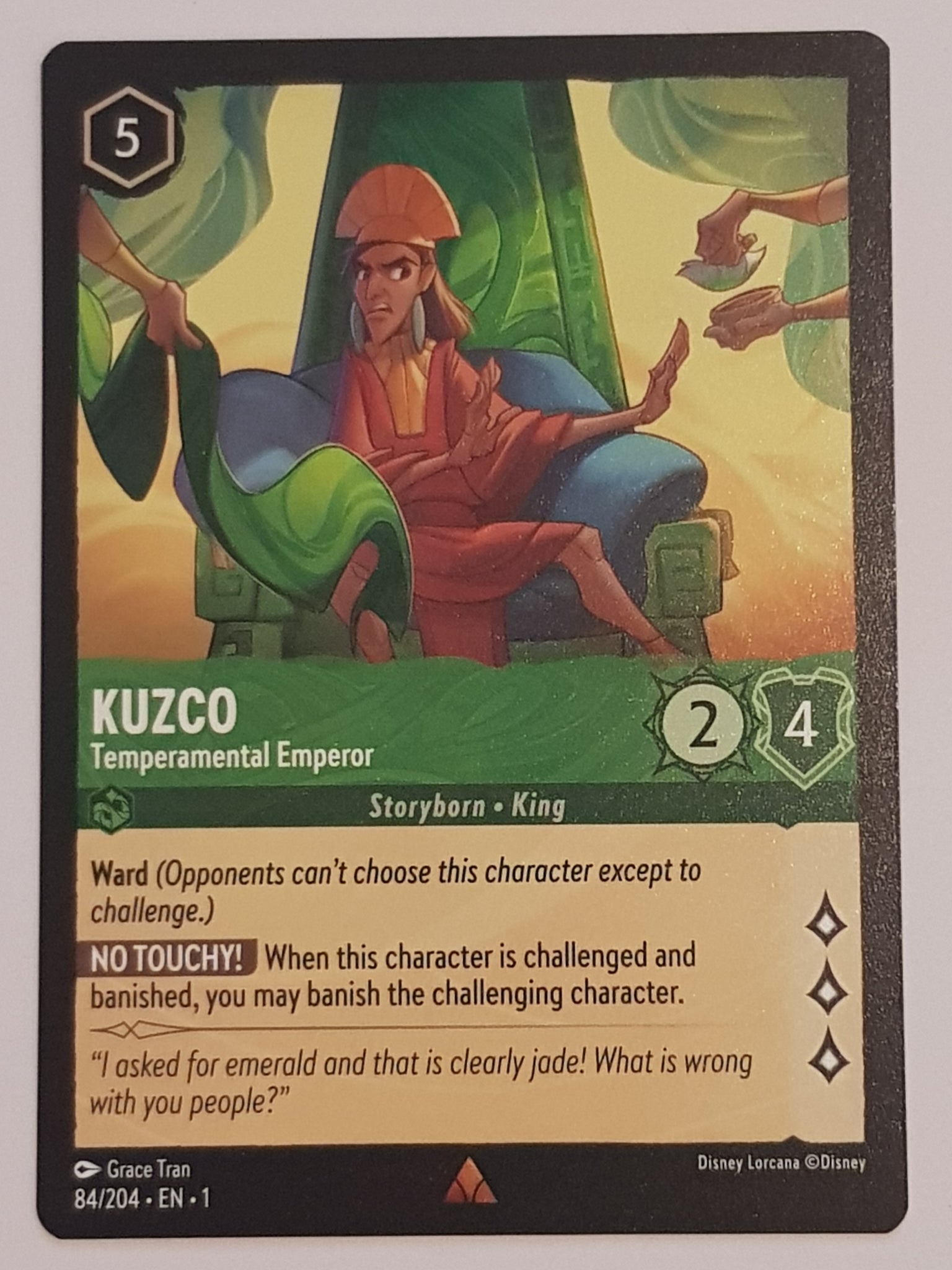kuzco lorcana card Disney Lorcana the First Chapter Kuzco Temperamental Emperor #84/204 R – Rotterdam Comics