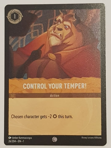 Disney Lorcana the First Chapter Control Your Temper #26/204 Foil Trading Card
