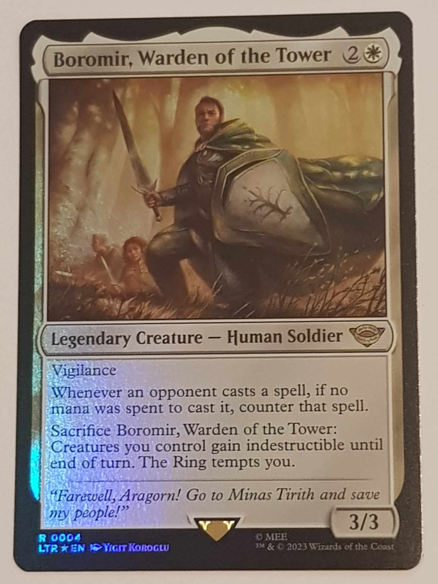 Magic the Gathering Lord of the Rings Boromir, Warden of the Tower LTR #004 Foil Trading Card