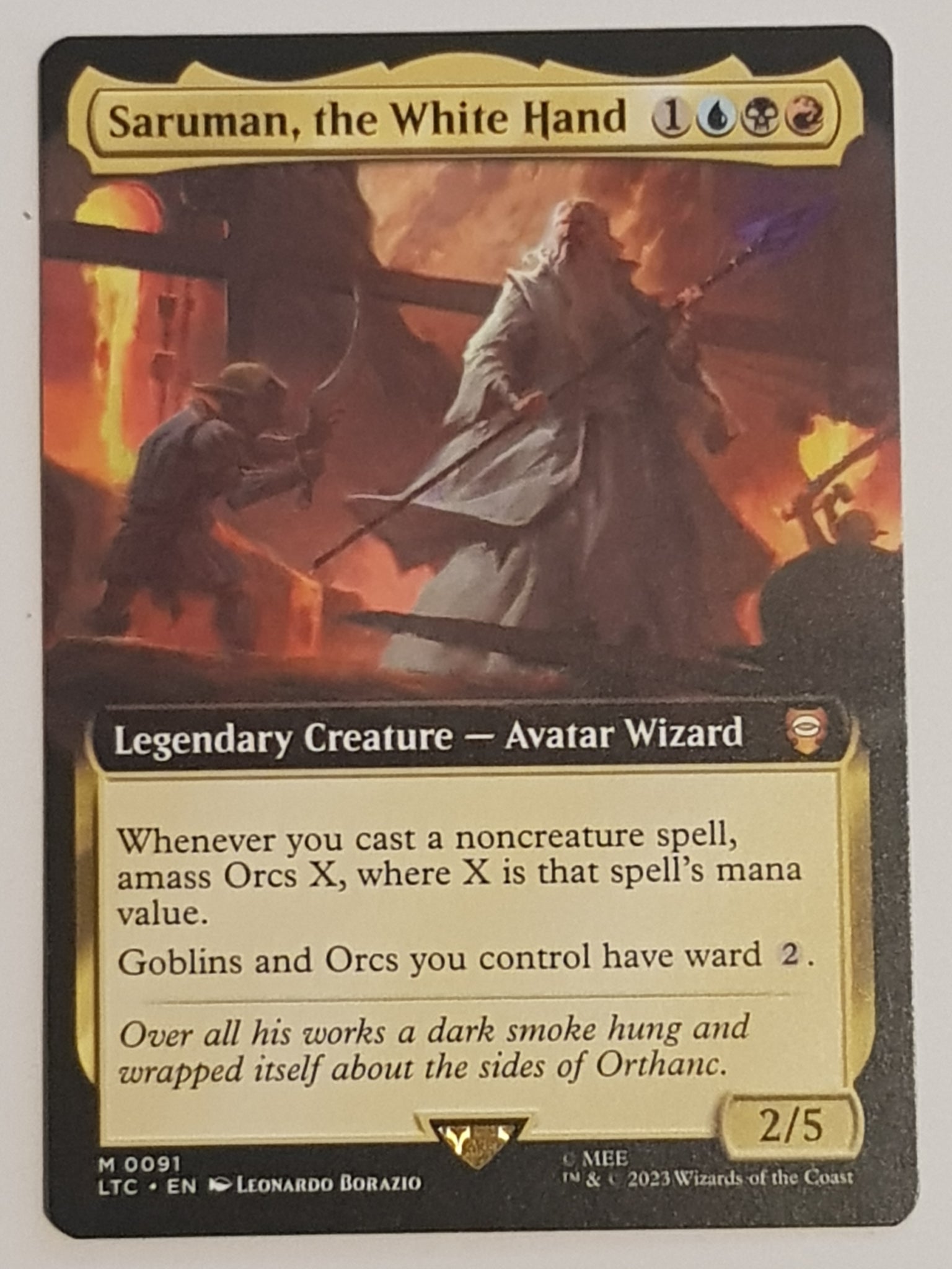 Magic the Gathering Lord of the Rings Saruman, the White Hand LTC #091 (Extended Art) Trading Card