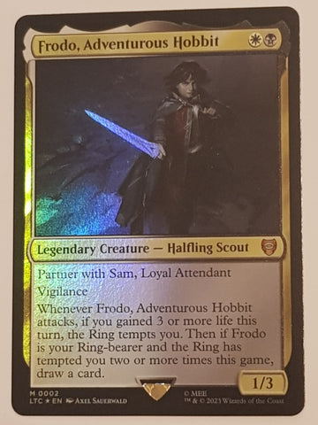 Magic the Gathering Lord of the Rings Frodo, Adventurous Hobbit LTC #002 Foil Trading Card