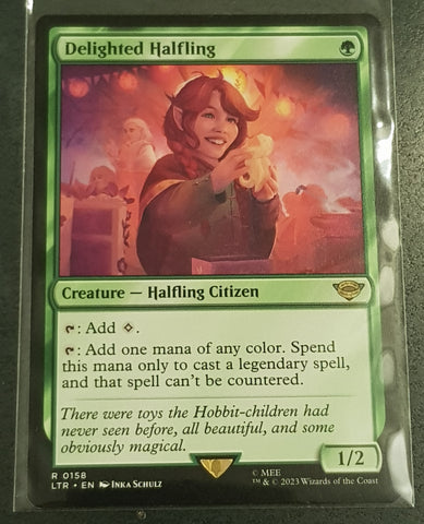 Magic the Gathering Lord of the Rings Delighted Halfling LTR #158 Trading Card