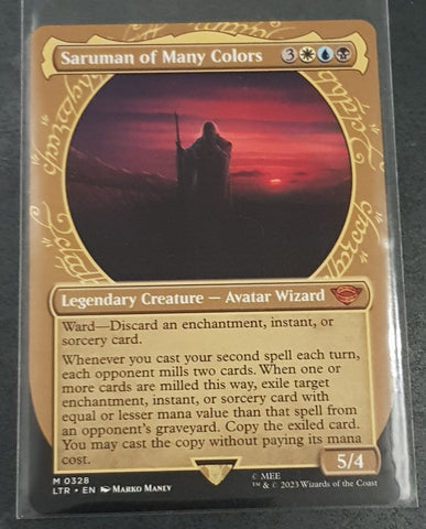 Magic the Gathering Lord of the Rings Saruman of Many Colors LTR #328 Showcase Trading Card