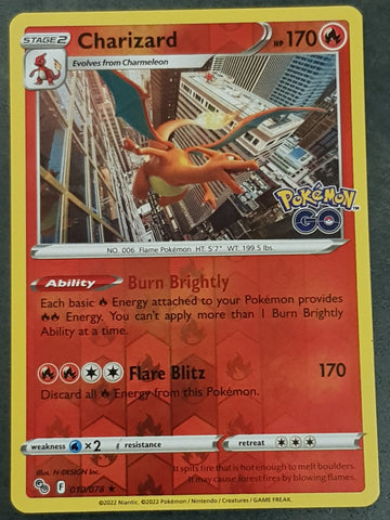 Pokemon Go Charizard #10/78 Reverse Holo Trading Card