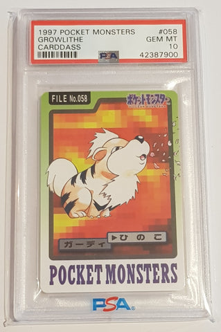 1997 Carddass Pocket Monsters (Pokemon) Growlithe #058 PSA 10 Trading Card