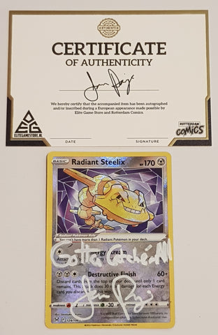 Pokemon SWSH Lost Origin Radiant Steelix #124/196 Holo Trading Card (Signed by Jason Paige)