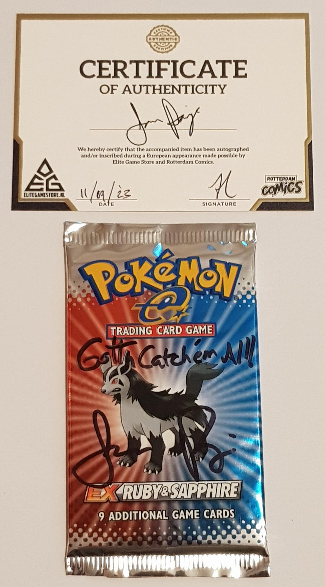 Pokemon EX Ruby and Sapphire Sealed Trading Card Booster Pack (Signed by Jason Paige)