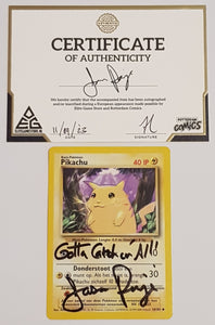 Pokemon Dutch Base Pikachu #58/102 Trading Card (Signed by Jason Paige)