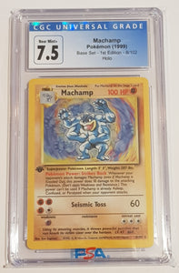 Pokemon Base Set Machamp (1st edition) #8/102 CGC 7.5 Holo Trading Car Rotterdam Comics Pokemon Base Set Machamp (1st edition) #8/102 CGC 7.5 Holo Trading Car Rotterdam Comics